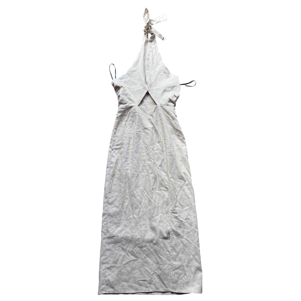 Forever 21 Womens Midi Halter Dress‎ Cutout Open Back Side Slit Size S NEW